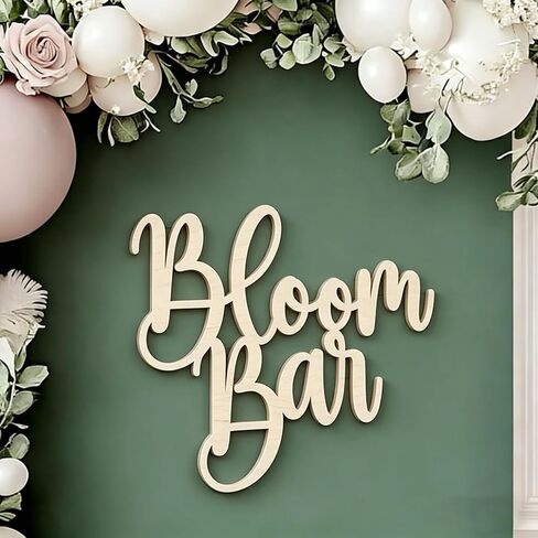 Bloom Bar Sign for for Backdrop,Wooden Flower Bar Bridal Shower Sign for Baby Shower Party Sign,Hanging Make a Bouquet Sign,Bloom Bar Wedding Sign in Kuwait