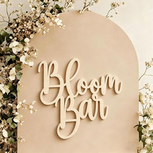 Bloom Bar Sign for for Backdrop,Wooden Flower Bar Bridal Shower Sign for Baby Shower Party Sign,Hanging Make a Bouquet Sign,Bloom Bar Wedding Sign in Kuwait