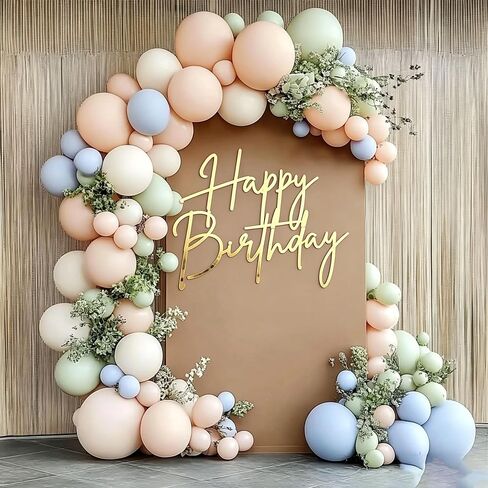 Happy Birthday Sign for Backdrop,Gold Acrylic Mirror Decal Letter Sticker Happy Birthday Letters Sign for Balloon Arch Birthday Party Balloon Arch Backdrop Decorations Backdrop Wall Photo Prop in Kuwait