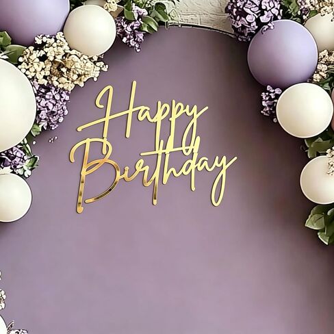 Happy Birthday Sign for Backdrop,Gold Acrylic Mirror Decal Letter Sticker Happy Birthday Letters Sign for Balloon Arch Birthday Party Balloon Arch Backdrop Decorations Backdrop Wall Photo Prop in Kuwait