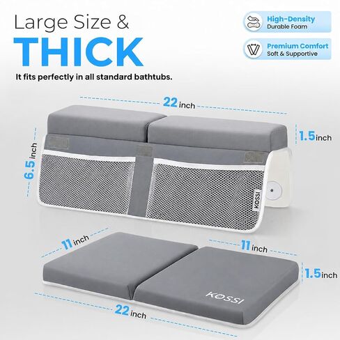 Bath Kneeler and Elbow Rest Pad Set - 1.5" Thick Comfortable and Painless Foam Mat - Baby Bath Kneeling Pad with Toy Organizer Pockets - Quick Drying, Foldable, Non-Slip for Baby and Toddler Bathing in Kuwait