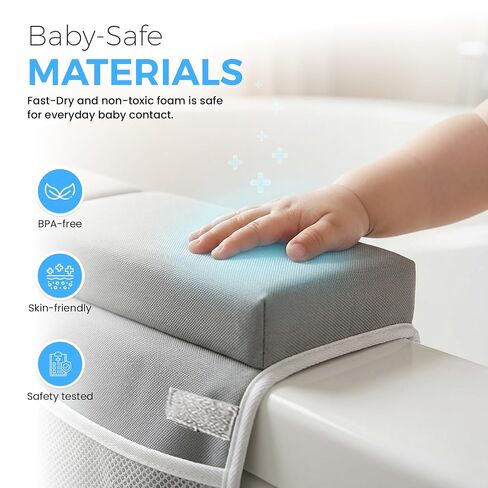 Bath Kneeler and Elbow Rest Pad Set - 1.5" Thick Comfortable and Painless Foam Mat - Baby Bath Kneeling Pad with Toy Organizer Pockets - Quick Drying, Foldable, Non-Slip for Baby and Toddler Bathing in Kuwait