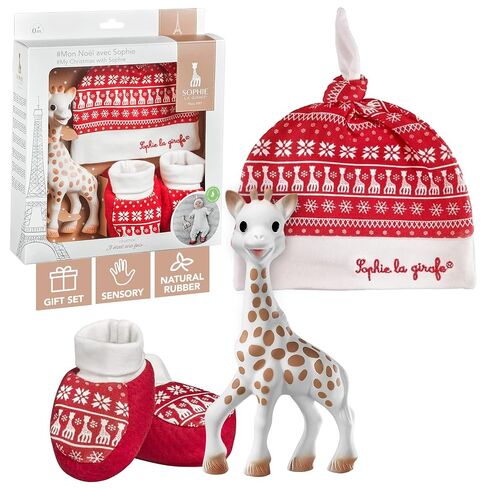 Sophie la girafe | My Christmas with Sophie Gift Set | Includes Sophie la girafe, Christmas Cap & Socks | Comfort & Soothe | Awaken All 5 Senses in Kuwait