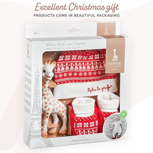Sophie la girafe | My Christmas with Sophie Gift Set | Includes Sophie la girafe, Christmas Cap & Socks | Comfort & Soothe | Awaken All 5 Senses in Kuwait