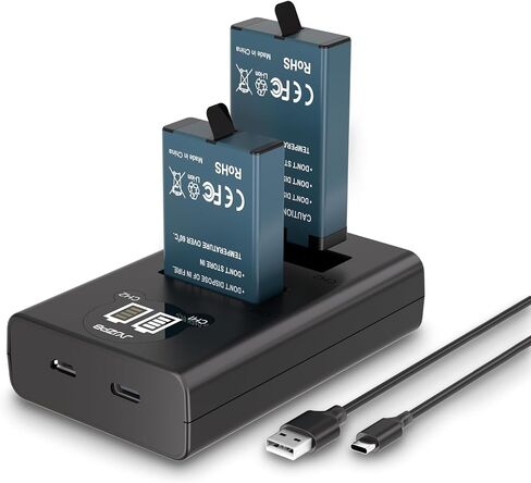 2 Pack MAX2 Batteries with Dual Battery Charger for GoPro MAX 2 ONLY | for GoPro MAX2 ONLY, 2Pcs Batteries 1960mAh Capacity Each, Dual Charger with Large LCD Indicator in Kuwait