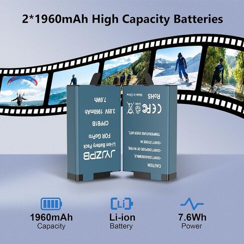 2 Pack MAX2 Batteries with Dual Battery Charger for GoPro MAX 2 ONLY | for GoPro MAX2 ONLY, 2Pcs Batteries 1960mAh Capacity Each, Dual Charger with Large LCD Indicator in Kuwait