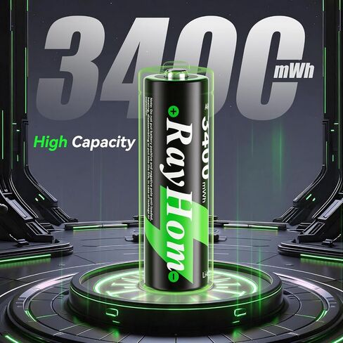 12 Pack 3400 mWh Rechargeable AA Lithium Batteries with 12 Slot Charger | 1.5V Double a Rechargeable Lithium Batteries, Constant Voltage Output, 2000+ Cycles, Magnetic Li-ion Battery Charger Case in Kuwait