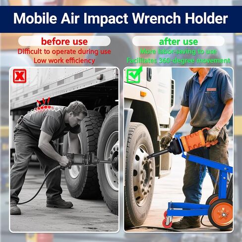 Mobile Air Impact Wrench Holder, 1 Inch Air Impact Gun Holder with dual position adjustable arm, free height adjustment, 360° rotation, ideal for trucks&semis, buses, and other heavy vehicles in Kuwait