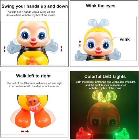 Dancing Bee Toy with Music & LED Lights - Abejita Chiquitita Interactive Walking Toy for Toddlers, Juguete de Abeja Bailarina para Niños, Sensory Learning Gift for Boys Girls 3+ in Kuwait