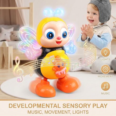 Dancing Bee Toy with Music & LED Lights - Abejita Chiquitita Interactive Walking Toy for Toddlers, Juguete de Abeja Bailarina para Niños, Sensory Learning Gift for Boys Girls 3+ in Kuwait