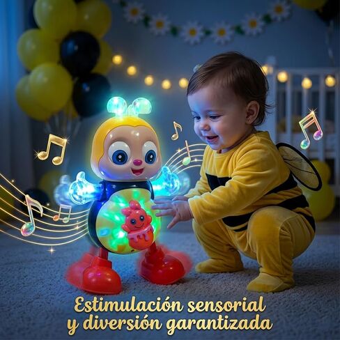 Dancing Bee Toy with Music & LED Lights - Abejita Chiquitita Interactive Walking Toy for Toddlers, Juguete de Abeja Bailarina para Niños, Sensory Learning Gift for Boys Girls 3+ in Kuwait