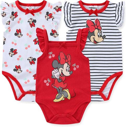 Disney Minnie Mouse Baby Girls 3 Pack Bodysuit for Newborn and Infant in Kuwait