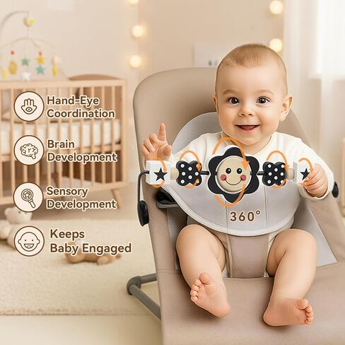 Baby Bouncer Toy Bar– Compatible with Baby Bjorn Bouncer, Wooden BabyBouncer Toy Bar, Rotatable Seat Attachment Toys for Babies in Kuwait