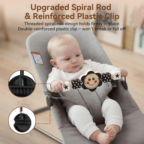 Baby Bouncer Toy Bar– Compatible with Baby Bjorn Bouncer, Wooden BabyBouncer Toy Bar, Rotatable Seat Attachment Toys for Babies in Kuwait