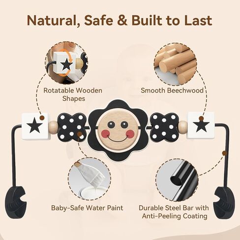 Baby Bouncer Toy Bar– Compatible with Baby Bjorn Bouncer, Wooden BabyBouncer Toy Bar, Rotatable Seat Attachment Toys for Babies in Kuwait