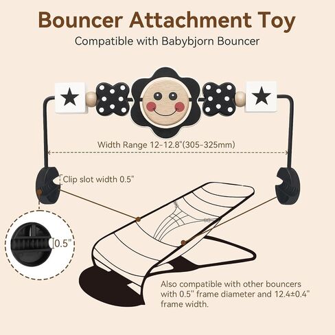 Baby Bouncer Toy Bar– Compatible with Baby Bjorn Bouncer, Wooden BabyBouncer Toy Bar, Rotatable Seat Attachment Toys for Babies in Kuwait