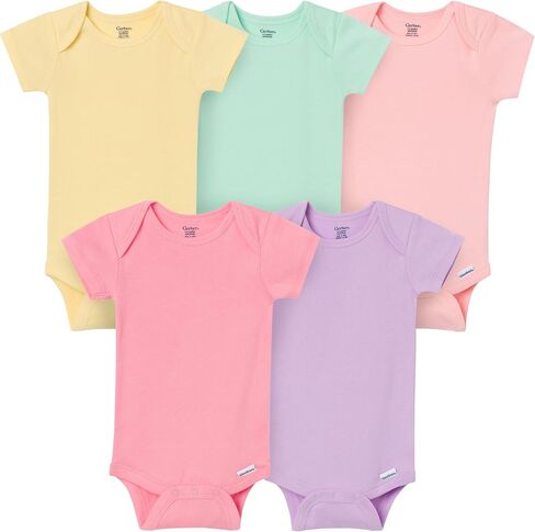 Gerber Unisex Baby 5-Pack Solid Onesies Bodysuits Shirt, Pink, 18 Months in Kuwait