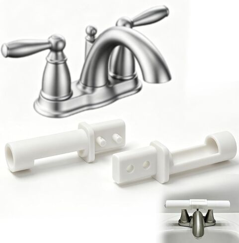 Faucet Handle Lock for Double Handle Sink, Child & Pet Proof Faucet Restraint System, Tool-Free Quick Install Safety Lock, Snap-on Pet Proofing Guard for Bathroom & Laundry Room in Kuwait