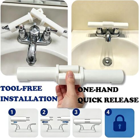 Faucet Handle Lock for Double Handle Sink, Child & Pet Proof Faucet Restraint System, Tool-Free Quick Install Safety Lock, Snap-on Pet Proofing Guard for Bathroom & Laundry Room in Kuwait