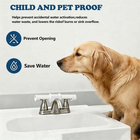 Faucet Handle Lock for Double Handle Sink, Child & Pet Proof Faucet Restraint System, Tool-Free Quick Install Safety Lock, Snap-on Pet Proofing Guard for Bathroom & Laundry Room in Kuwait
