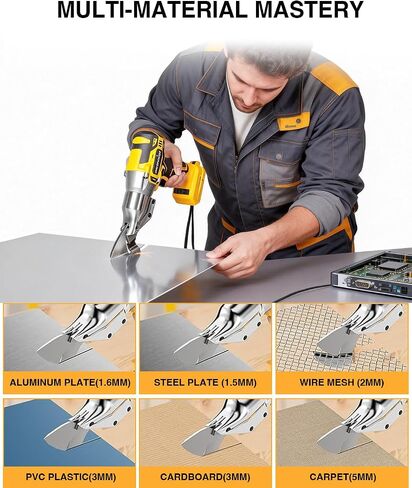 Cordless Electric Metal Shear Compatible with DEWALT 20V MAX Battery | Brushless 14GA Sheet Metal Cutter with 360° Rotating Head, 330 N·m Torque, LED Work Light, Tool Only in Kuwait