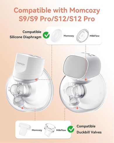 S9 Pro/S12 Pro/S9/S12 Duckbill Valve & Silicone Diaphragm Replacement Parts Compatible with Momcozy Wearable Breast Pump – BPA-Free Food-Grade Silicone Accessories (6 Pack: 4 Valves + 2 Diaphragms) in Kuwait