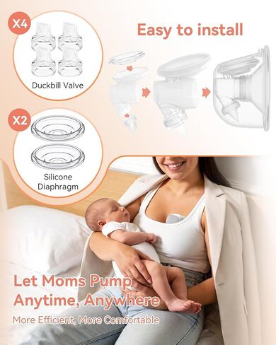 S9 Pro/S12 Pro/S9/S12 Duckbill Valve & Silicone Diaphragm Replacement Parts Compatible with Momcozy Wearable Breast Pump – BPA-Free Food-Grade Silicone Accessories (6 Pack: 4 Valves + 2 Diaphragms) in Kuwait