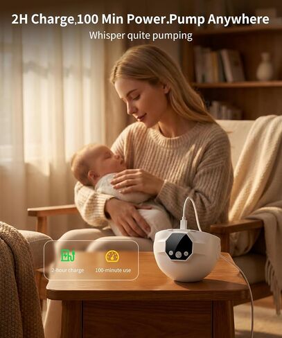 Wearable Breast Pump,Hands-Free Wireless Electric Pump with App-Controlled 5 Modes,15 Adjustable Intensity Settings Lightweight for Office/Driving/Sleeping with 17/19/21 Flange in Kuwait