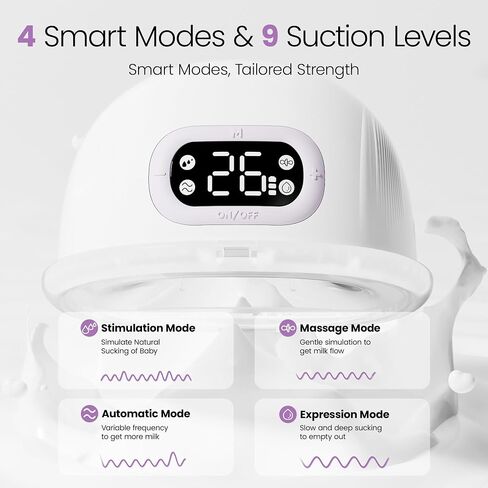 Breast Pump Hands Free, Wearable Breastfeeding Pump with 4 Modes & 9 Levels, Portable Electric Breast Pump, Strong Suction, Discreet & Smart Display, 19/21/24mm Insert/Flange, 2 Pack in Kuwait