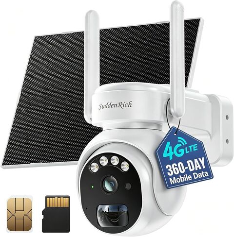 2026 Non-WiFi Cellular Security Camera with 360Day Unlimited Mobile Data | 24/7 Continuous Recording, Smart Motion Detection, 64GB Micro SD, Remote Mornitoring Farm/Jobsite/Ranch/Park in Kuwait