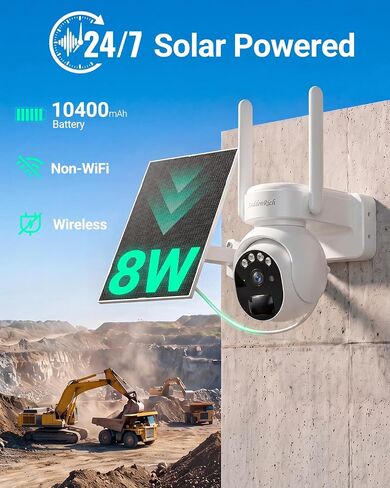 2026 Non-WiFi Cellular Security Camera with 360Day Unlimited Mobile Data | 24/7 Continuous Recording, Smart Motion Detection, 64GB Micro SD, Remote Mornitoring Farm/Jobsite/Ranch/Park in Kuwait