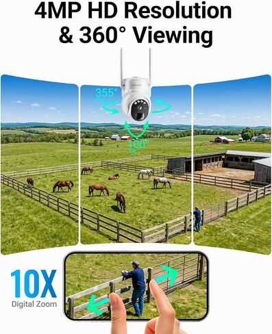 2026 Non-WiFi Cellular Security Camera with 360Day Unlimited Mobile Data | 24/7 Continuous Recording, Smart Motion Detection, 64GB Micro SD, Remote Mornitoring Farm/Jobsite/Ranch/Park in Kuwait