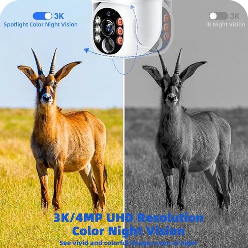 4MP 4G LTE Solar Security Camera Wireless Outdoor, No WiFi & No Power Needed, 360° Pan Tilt View, Color Night Vision, AI Motion Detection, 2-Way Talk, Built-in SIM & 32GB SD Card for Farm in Kuwait