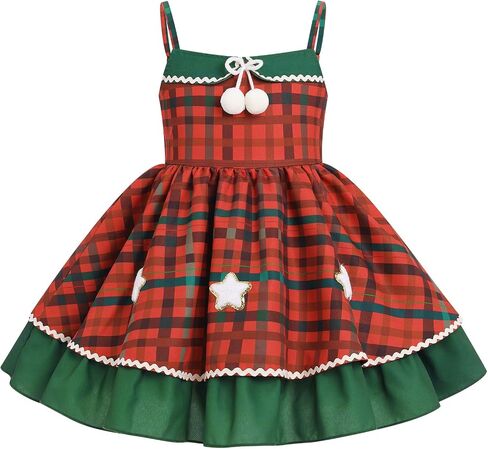 Baby Girl My 1st Christmas Outfits Toddler Winter Holiday Sleeveless Plaid Picture Dress One Piece Xmas Clothes in Kuwait