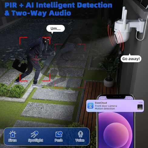 4MP 4G LTE Solar Security Camera Wireless Outdoor, No WiFi & No Power Needed, 360° Pan Tilt View, Color Night Vision, AI Motion Detection, 2-Way Talk, Built-in SIM & 32GB SD Card for Farm in Kuwait