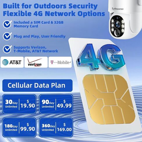 4MP 4G LTE Solar Security Camera Wireless Outdoor, No WiFi & No Power Needed, 360° Pan Tilt View, Color Night Vision, AI Motion Detection, 2-Way Talk, Built-in SIM & 32GB SD Card for Farm in Kuwait