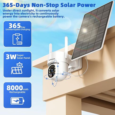 4MP 4G LTE Solar Security Camera Wireless Outdoor, No WiFi & No Power Needed, 360° Pan Tilt View, Color Night Vision, AI Motion Detection, 2-Way Talk, Built-in SIM & 32GB SD Card for Farm in Kuwait