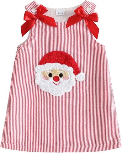 Afunbaby Toddler Baby Girl Thanksgiving Outfit Turkey Croissant Fall Dress | Little Girls Fall Clothes Sleeveless Crew Neck Bow Thanksgiving Turkey Croissant Embroidery Dresses Cute Baby Girl Clothes in Kuwait