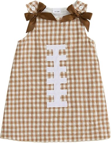 Afunbaby Toddler Baby Girl Thanksgiving Outfit Turkey Croissant Fall Dress | Little Girls Fall Clothes Sleeveless Crew Neck Bow Thanksgiving Turkey Croissant Embroidery Dresses Cute Baby Girl Clothes in Kuwait