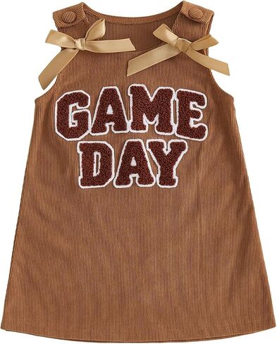 Afunbaby Toddler Baby Girl Thanksgiving Outfit Turkey Croissant Fall Dress | Little Girls Fall Clothes Sleeveless Crew Neck Bow Thanksgiving Turkey Croissant Embroidery Dresses Cute Baby Girl Clothes in Kuwait