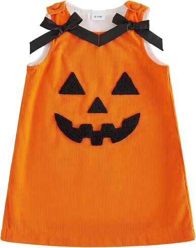 Afunbaby Toddler Baby Girl Thanksgiving Outfit Turkey Croissant Fall Dress | Little Girls Fall Clothes Sleeveless Crew Neck Bow Thanksgiving Turkey Croissant Embroidery Dresses Cute Baby Girl Clothes in Kuwait
