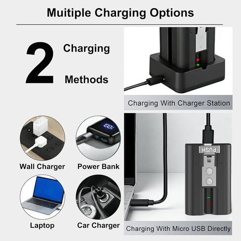 2-Pack Replacement Battery for Ring Doorbell | 6040mAh Rechargeable Camera Batteries with Charger Station for Ring Video Doorbell 2/3/3 Plus/4, Spotlight Cam, Stick Up Cam in Saudi Arabia
