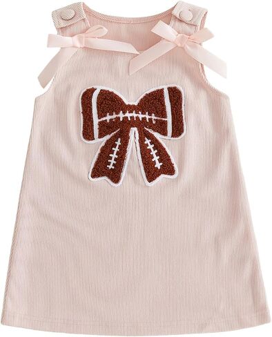 Afunbaby Toddler Baby Girl Thanksgiving Outfit Turkey Croissant Fall Dress | Little Girls Fall Clothes Sleeveless Crew Neck Bow Thanksgiving Turkey Croissant Embroidery Dresses Cute Baby Girl Clothes in Kuwait