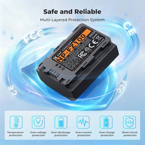 K&F CONCEPT 3-Pack NP-FZ100 Battery and Upgraded 20W LED PD Battery Charger Compatible with Sony A7iii, A7iv, A7C, FX3, FX30, A9, A6600, A6700, ZV-E1, ZV-E10ii, Alpha 9, A9S, A7R III, A7R IV, A7RV in Kuwait