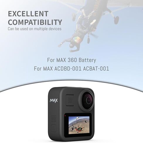 2-Pack Max Battery with Fast Triple Charger Hub for GoPro MAX 360 Accessory | Series ACDBD-001 ACBAT-001 Upgrade 3.85V 1600mAh Sports Camera in Kuwait
