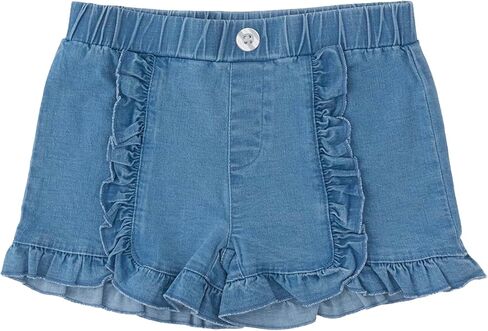 RuffleButts Girls Stretch Denim Ruffle Trim Shorts in Kuwait