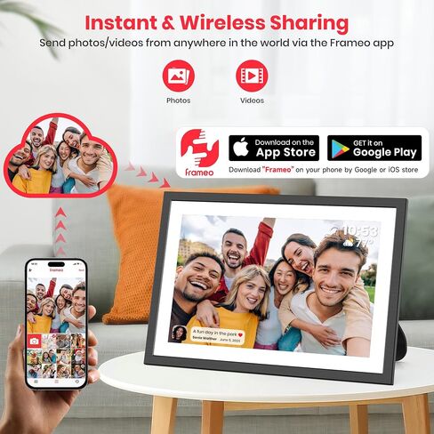Frameo 10.1" Digital Picture Frame HD IPS Touch Screen Share Moments Remotely Anywhere WiFi Electronic Photo Frame Photo Gifts for Mother Dad Grandparents in Kuwait