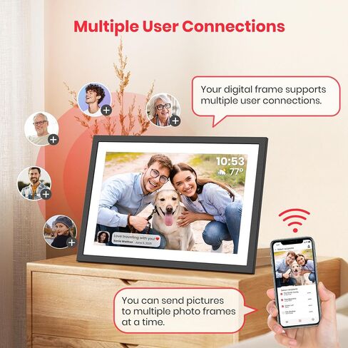 Frameo 10.1" Digital Picture Frame HD IPS Touch Screen Share Moments Remotely Anywhere WiFi Electronic Photo Frame Photo Gifts for Mother Dad Grandparents in Kuwait