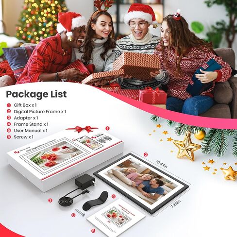 Frameo 10.1" Digital Picture Frame HD IPS Touch Screen Share Moments Remotely Anywhere WiFi Electronic Photo Frame Photo Gifts for Mother Dad Grandparents in Kuwait