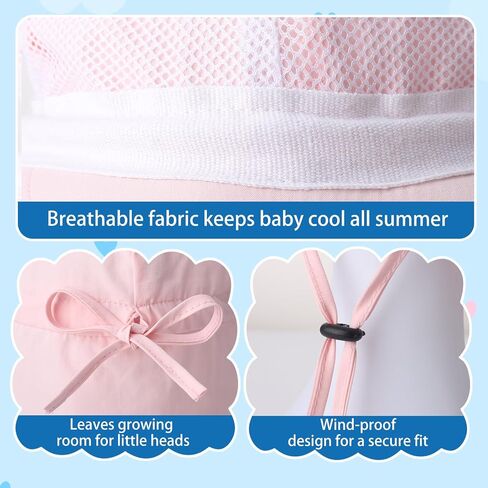 2 PCS Adjustable Baby Sun Hat with Neck Flap, Breathable Cotton Toddler Hat for Outdoor Play, Swim and Beach in Kuwait